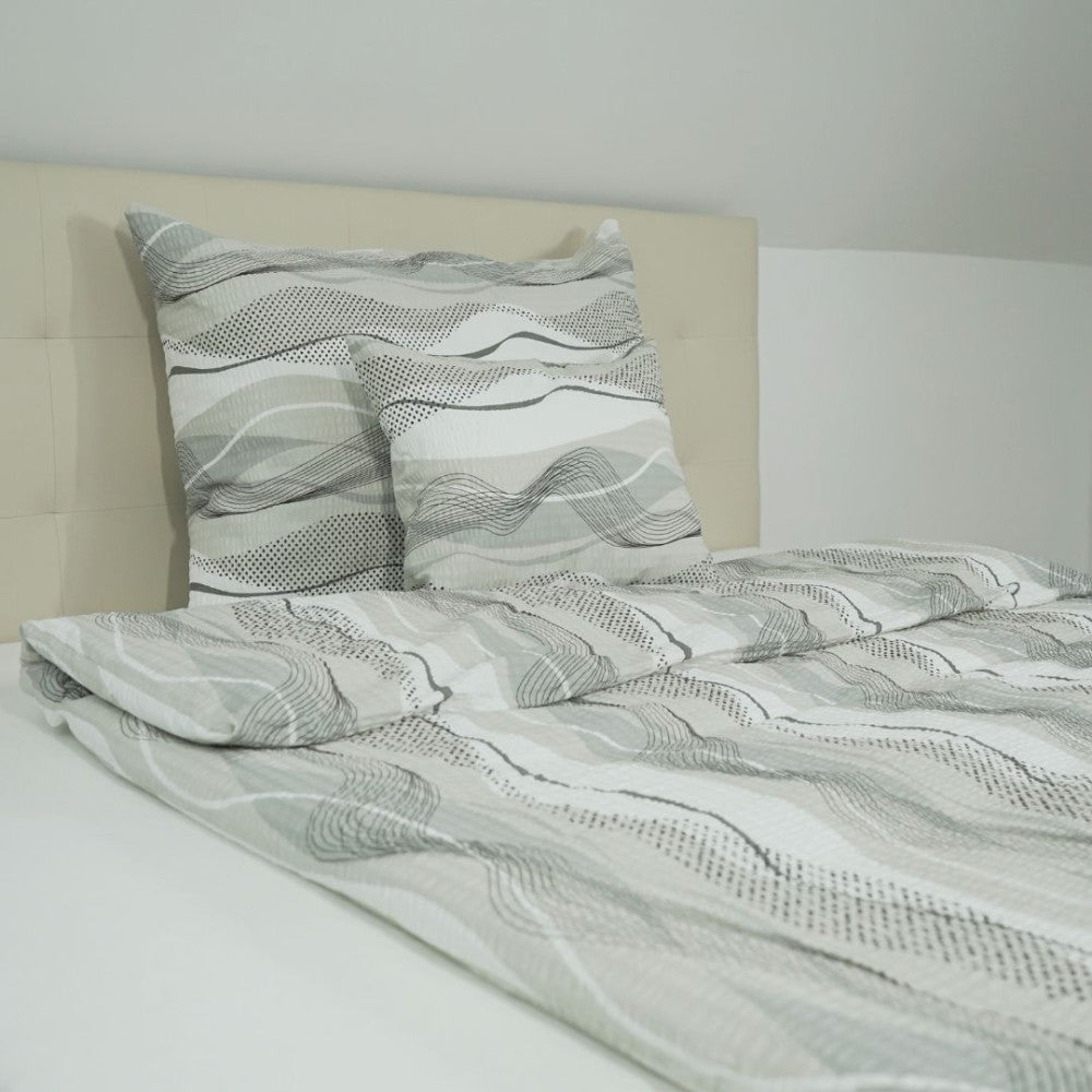 Krepp kispárnahuzat - Szürke/fehér hullám