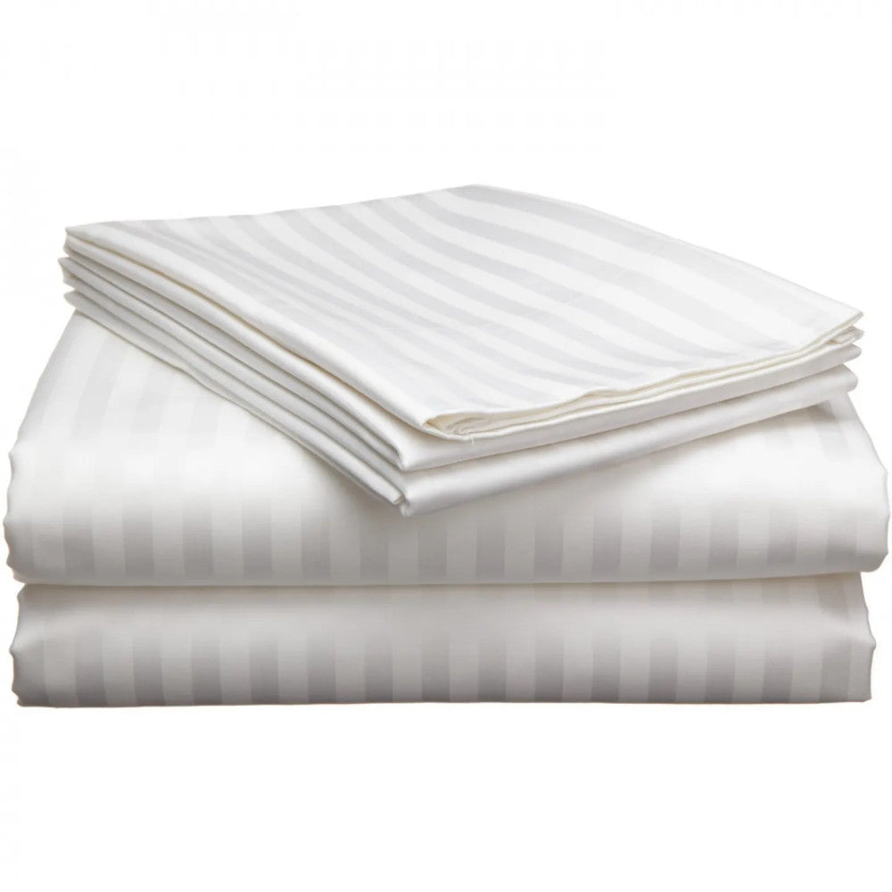 Hotel damask satin striped sheet - 50% Cotton - 50% PE - 150 gr/m2