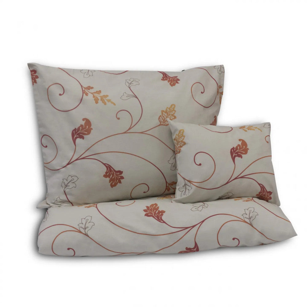 Cotton pillowcase - Beige/leaf