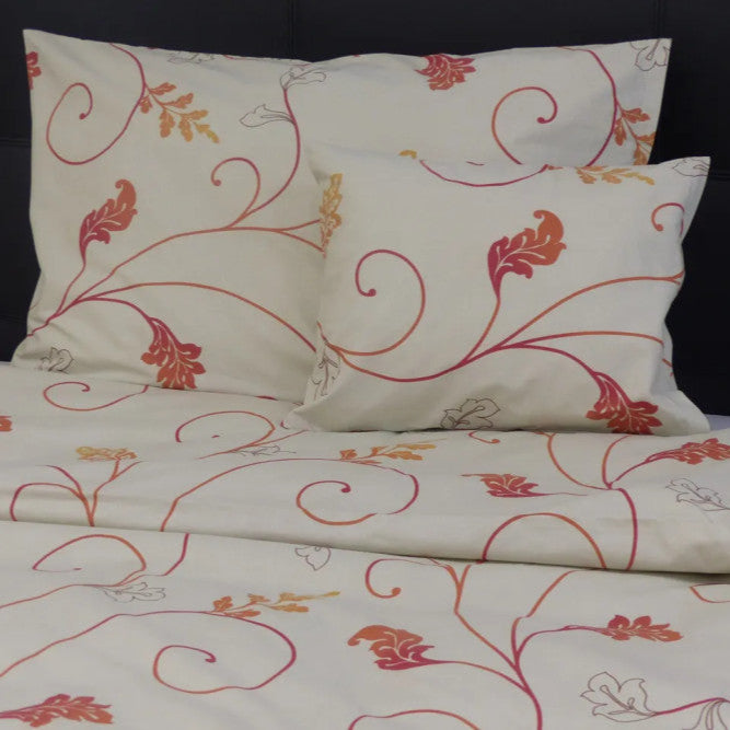 Cotton pillowcase - Beige/leaf