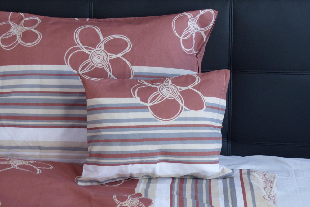 Kissenbezug aus Baumwolle - Braun/Beige geblümt