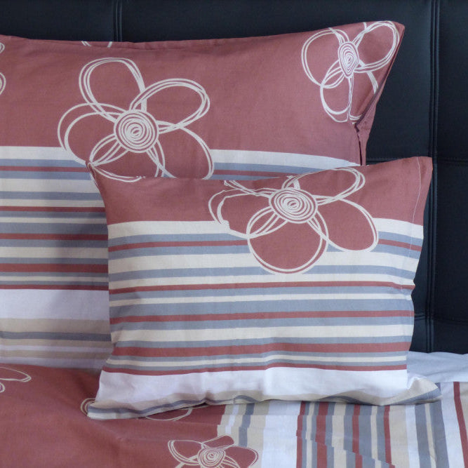 Pamut párnahuzat - Barna/Bézs virágos