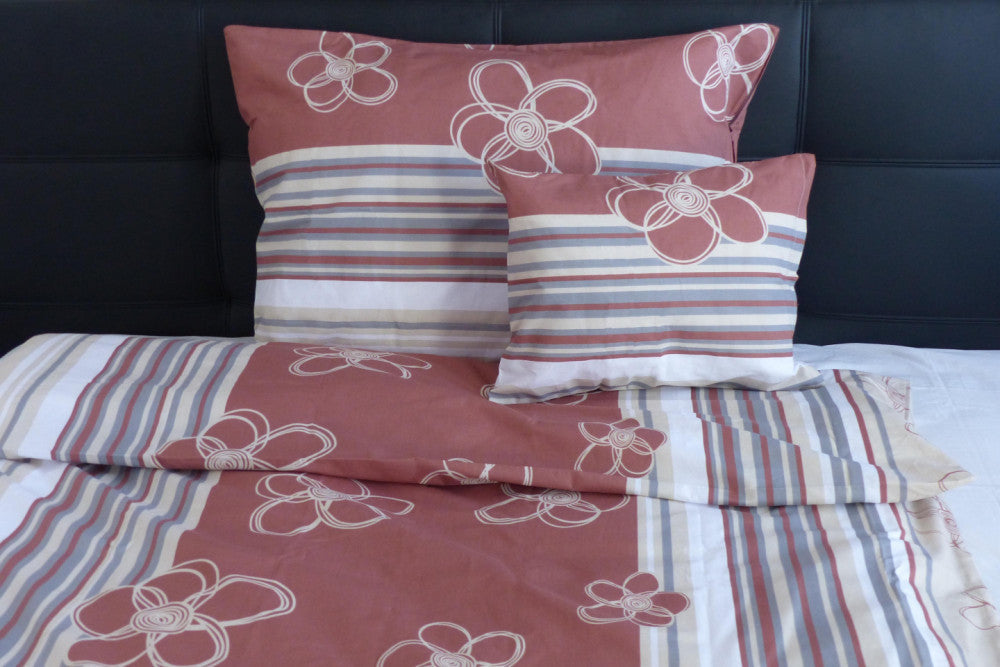 Kissenbezug aus Baumwolle - Braun/Beige geblümt