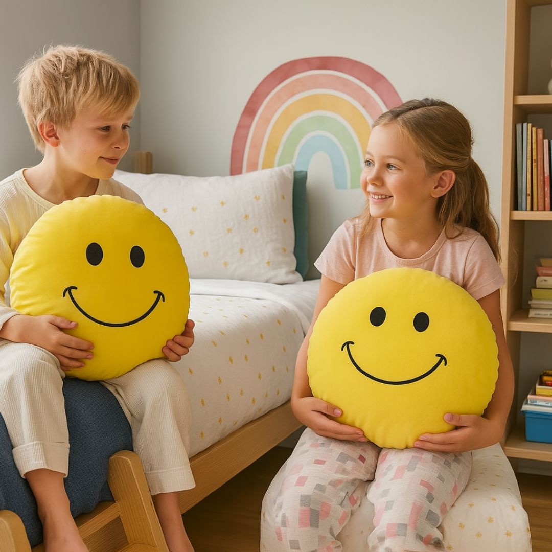 Plush smiley pillow - Yellow - LARGE