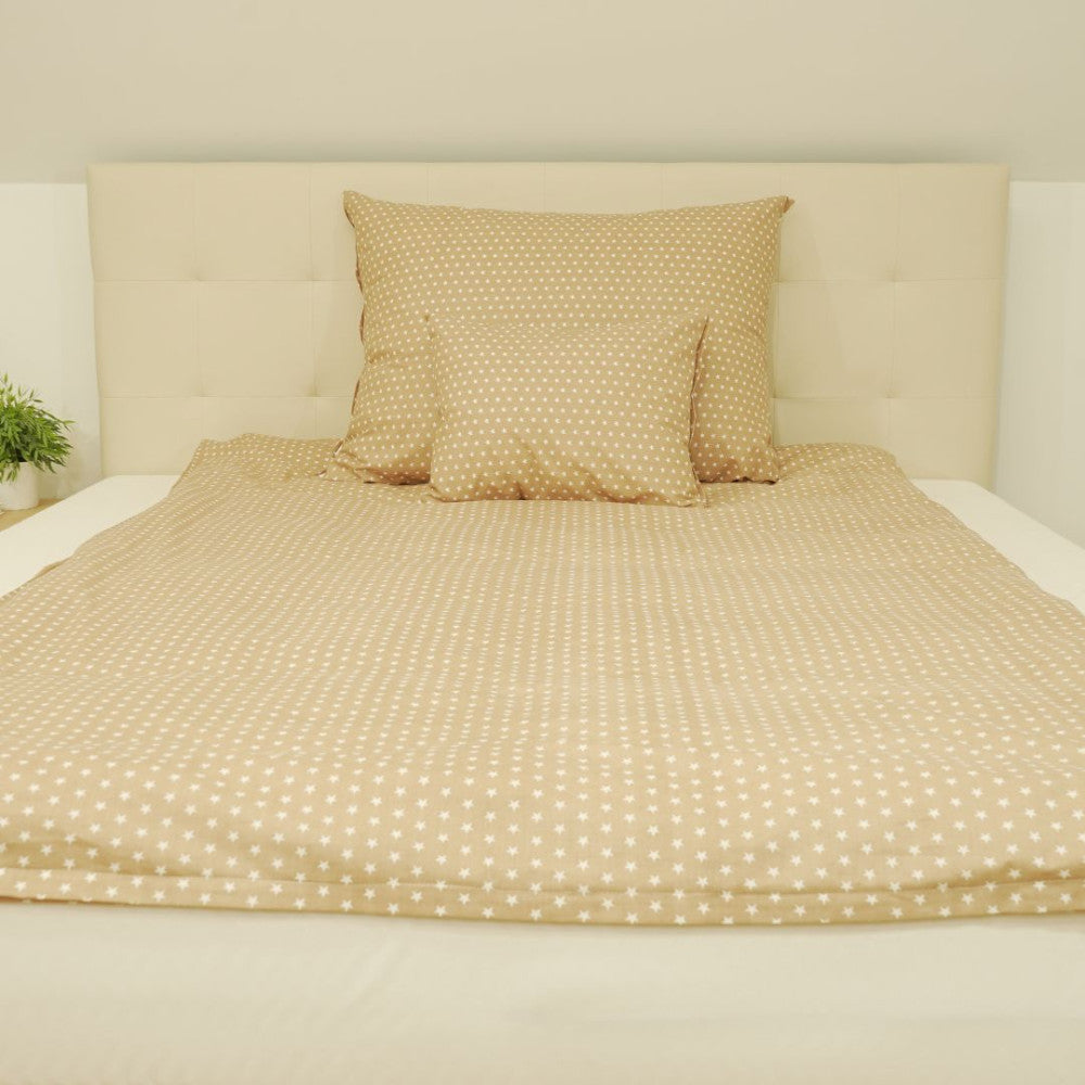 Baumwoll-Bettlaken-Set - 3-teilig - Braune und weiße Sterne
