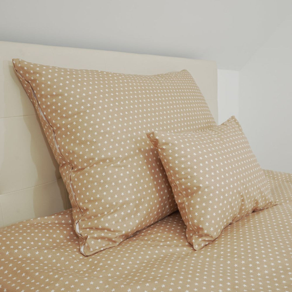 Baumwoll-Bettlaken-Set - 3-teilig - Braune und weiße Sterne