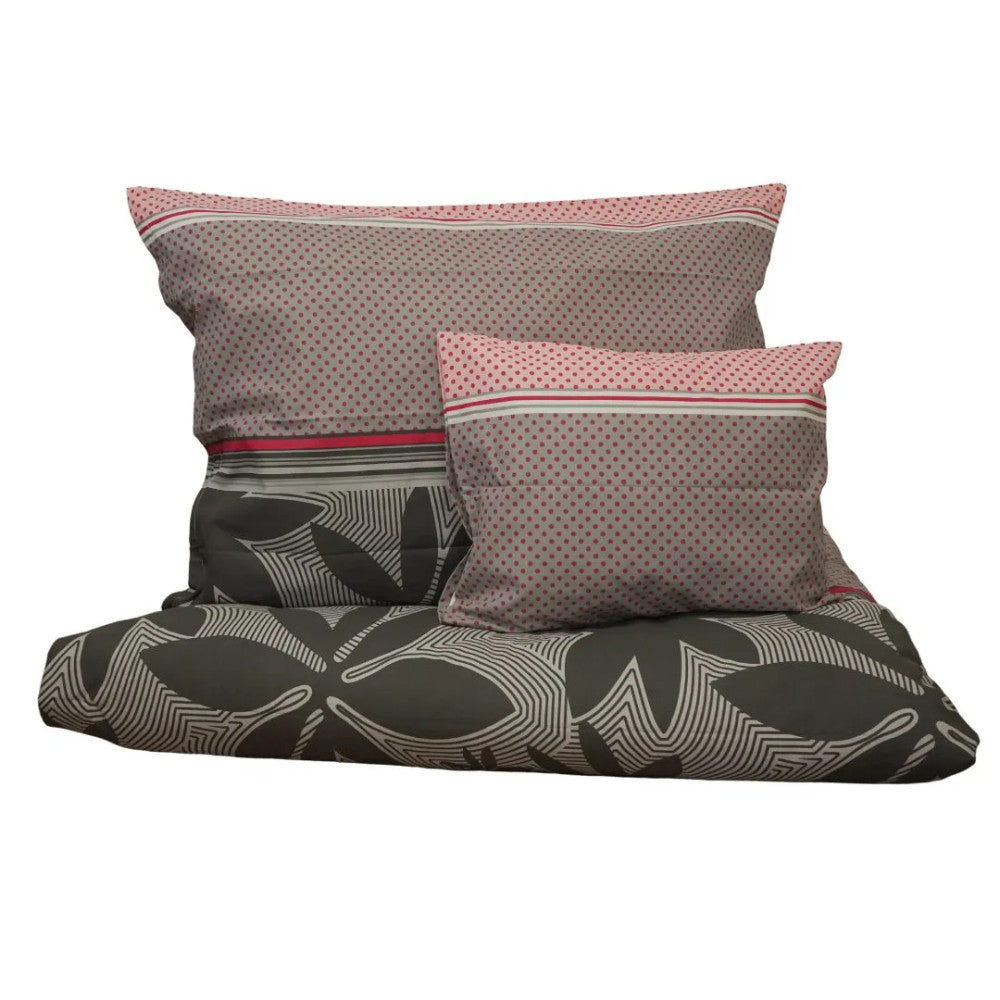 Kissenbezug aus Baumwolle – Grau/pfirsichfarbene Punkte