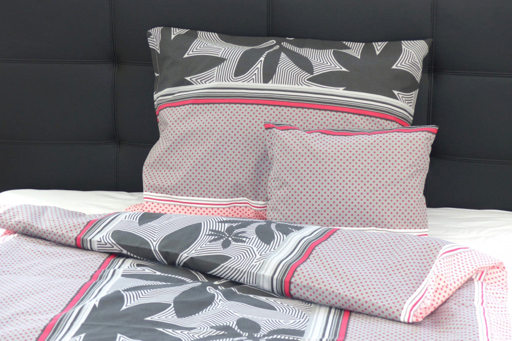 Pamut kispárnahuzat - Szürke/barack-pöttyös