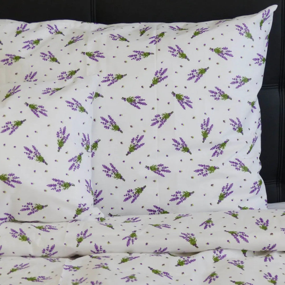 Cotton pillowcase - Lavender bouquet