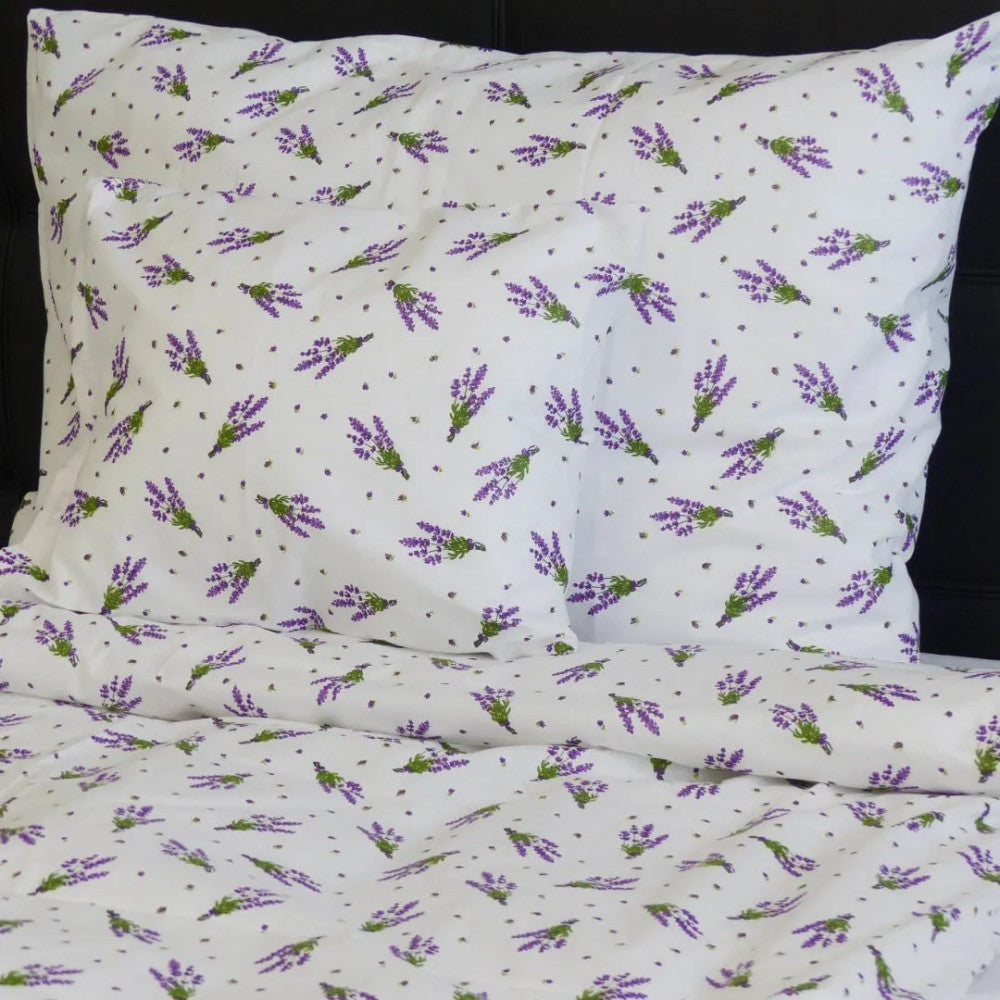 Cotton pillowcase - Lavender bouquet