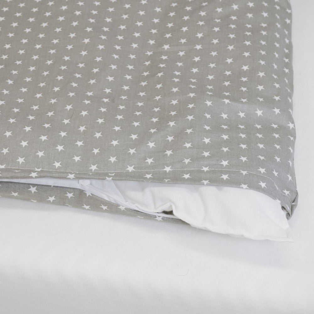 Cotton bed sheet set - 3 pcs - Grey and white stars