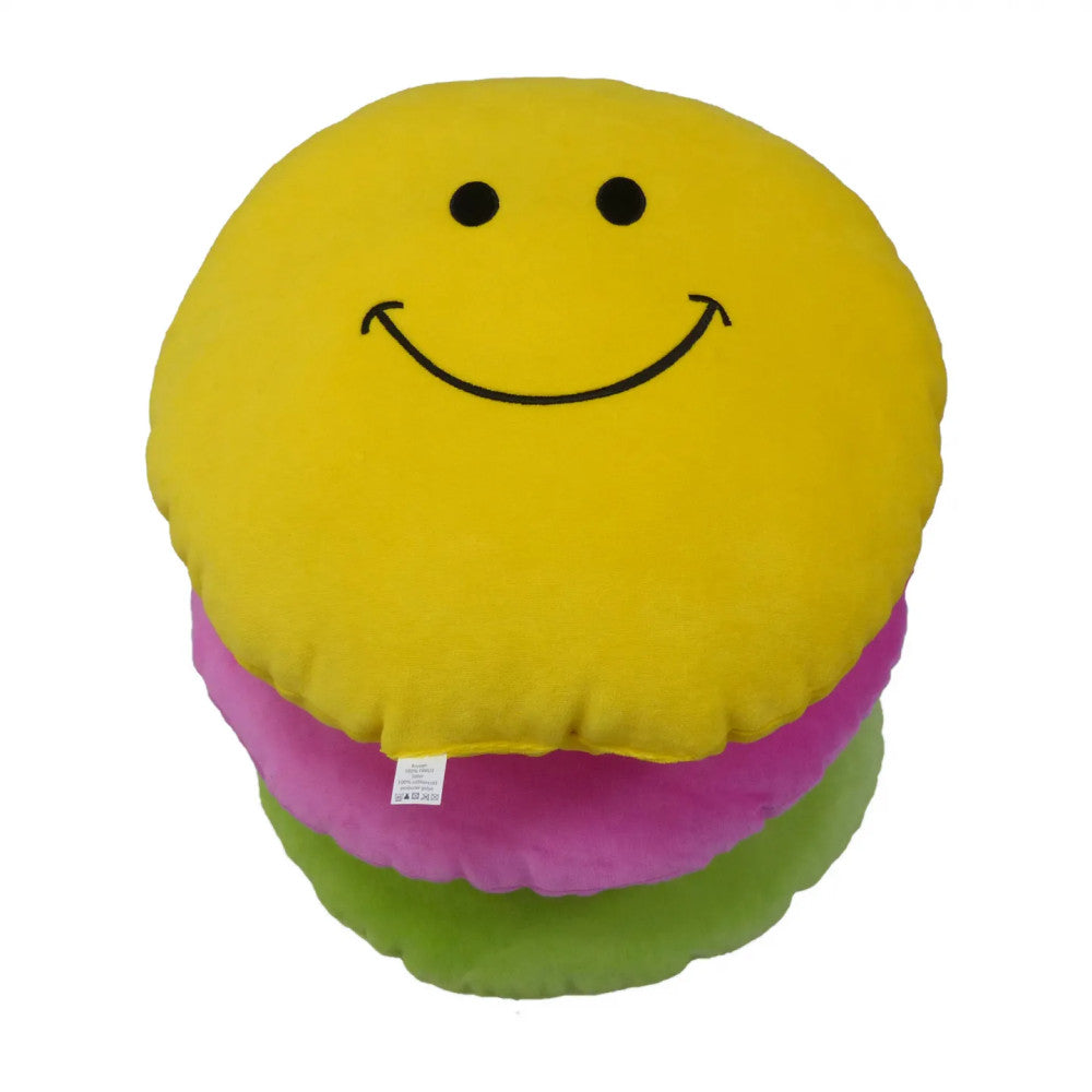 Plüsch-Smiley-Kissen - Gelb - GROSS