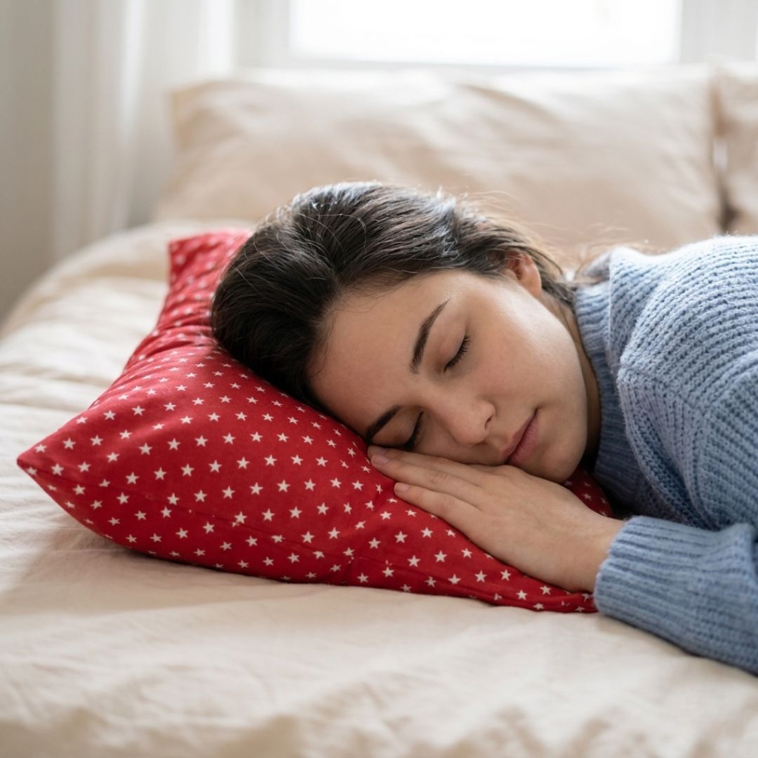 Pamut kispárnahuzat - Piros csillagok