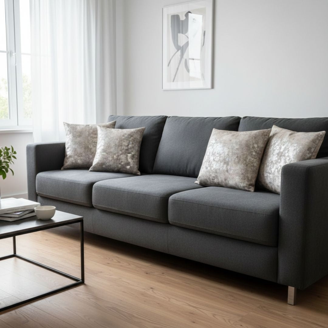 Dekoratives silbernes Kissen - 40x40 cm