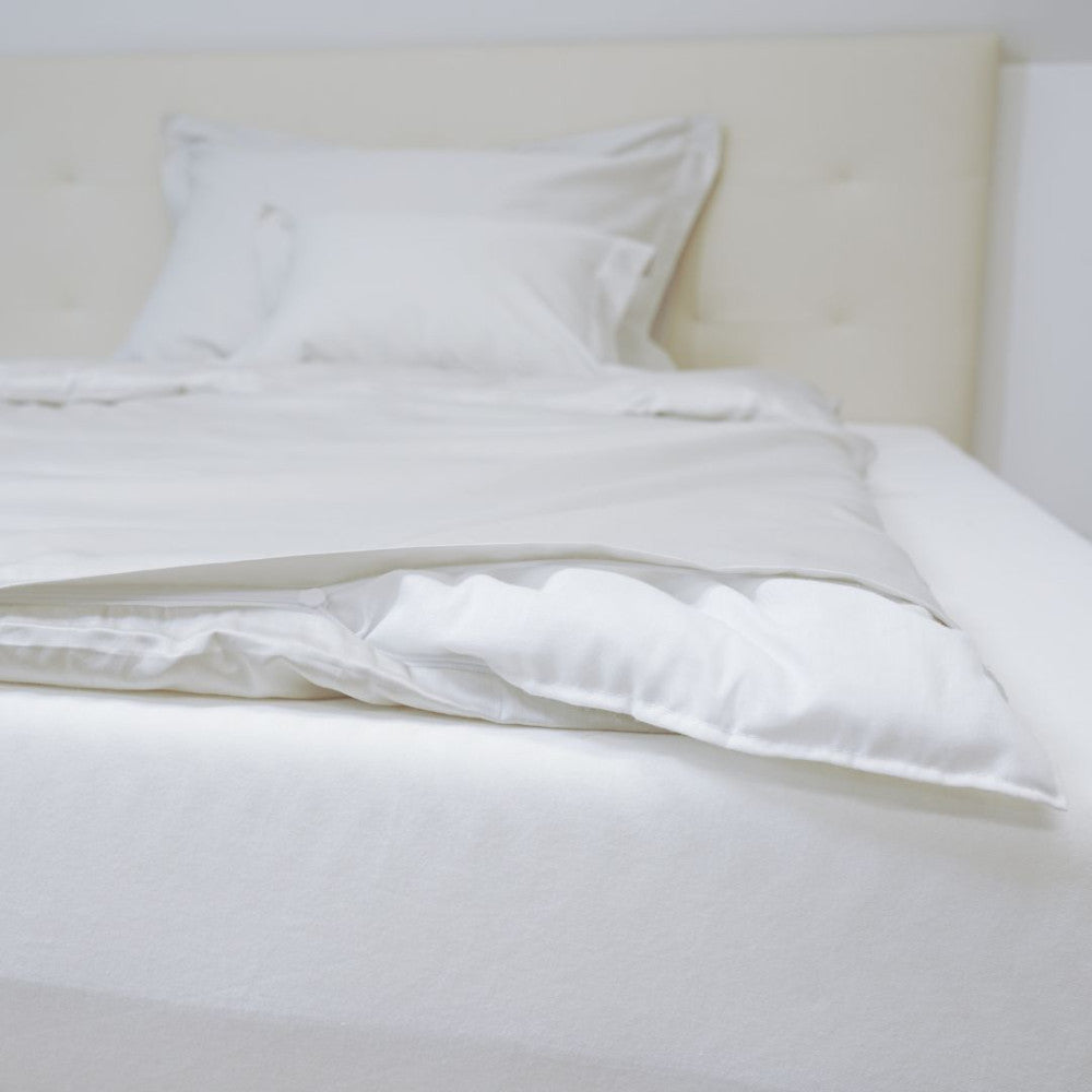 Baumwollsatin-Bettwäscheset mit englischem Rand - 3-teilig - Hellgrau - TC 250