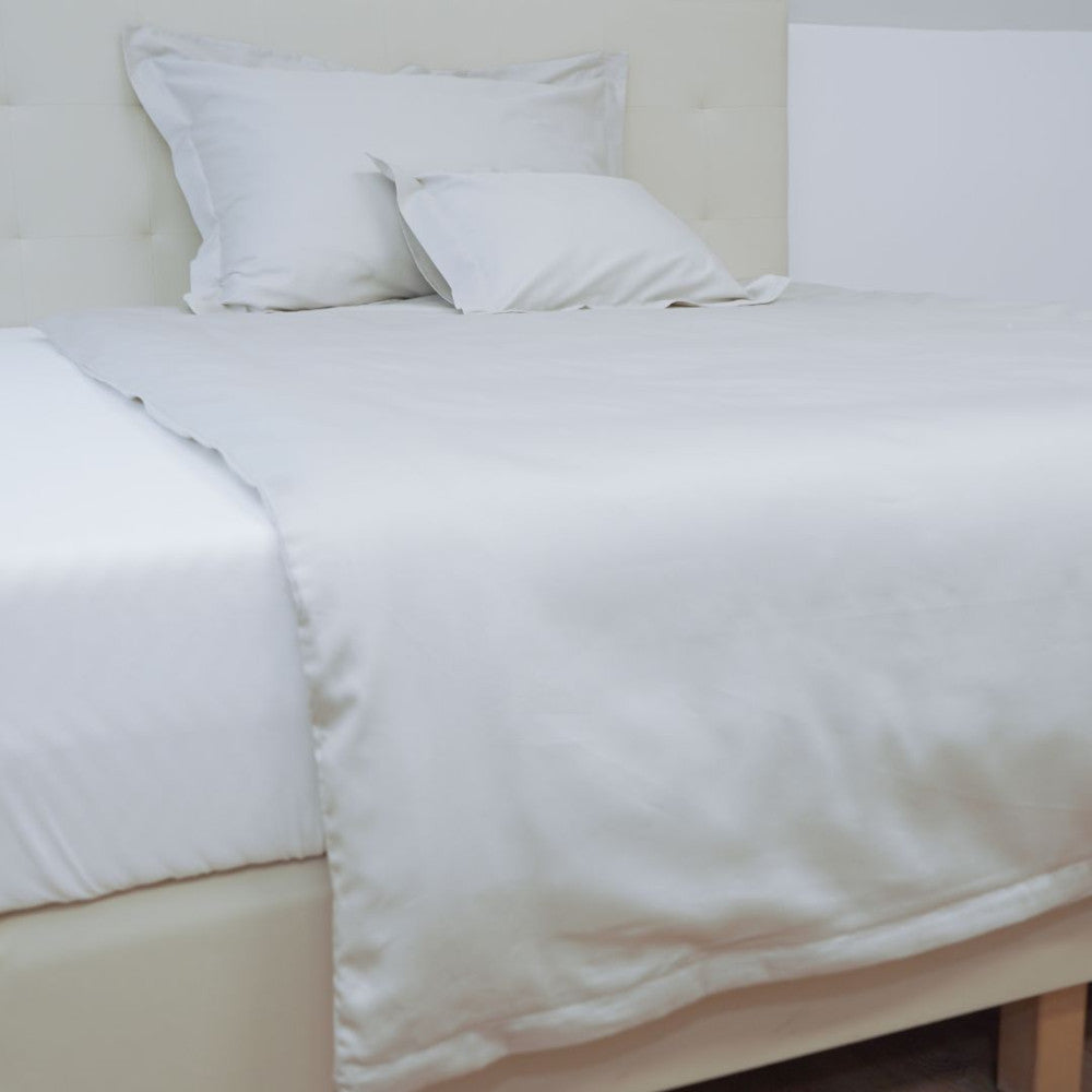 Cotton sateen pillowcase with English edge - Light grey - TC 250