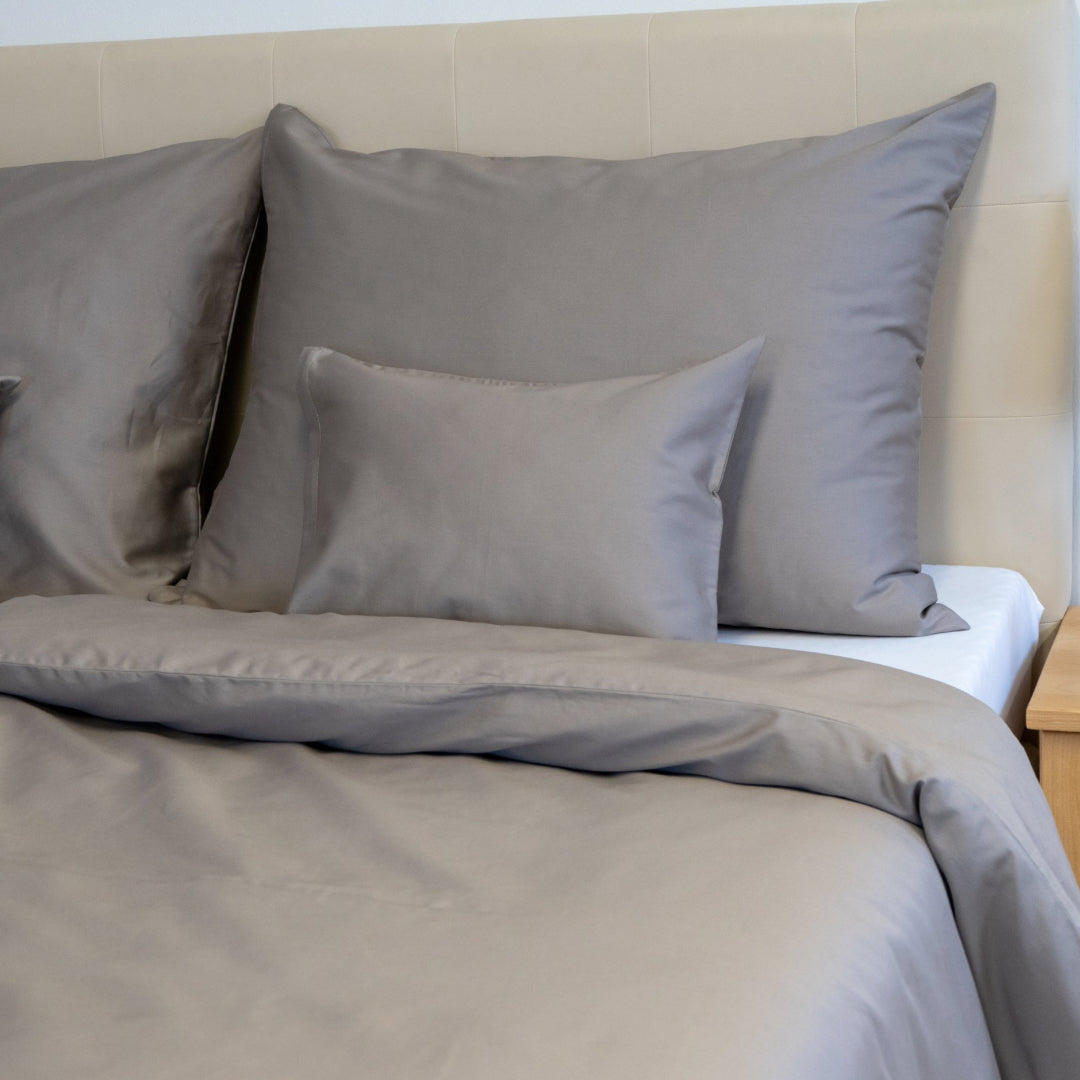 Sandfarbene Satin-Bettwäschegarnitur - TC 300