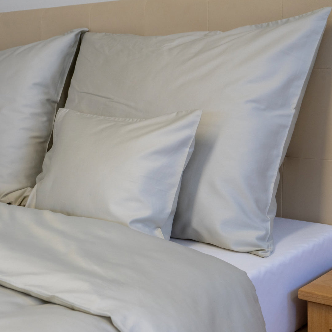 Beigefarbene Satin-Bettwäschegarnitur - TC 300