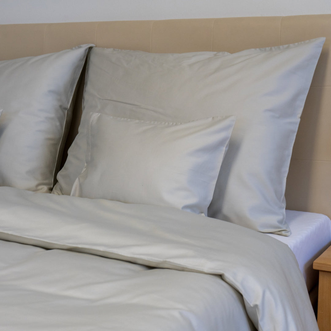 Beigefarbene Satin-Bettwäschegarnitur - TC 300