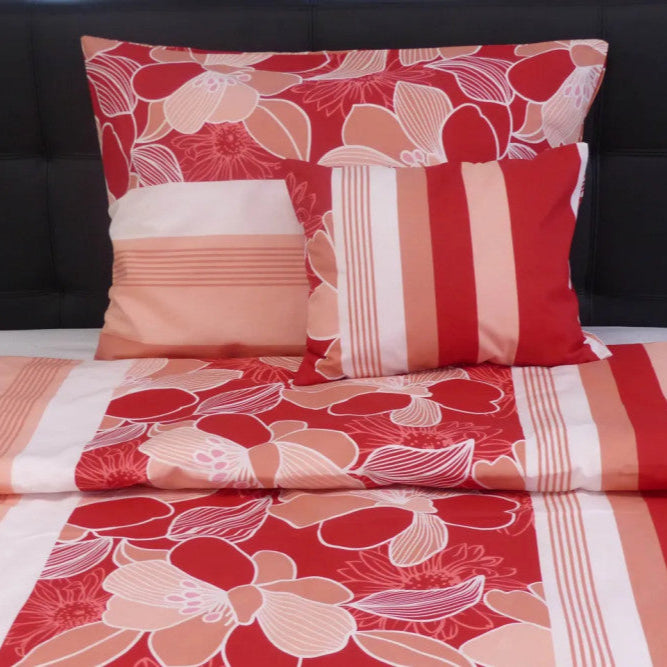 Cotton pillowcase - Cherry red/peach