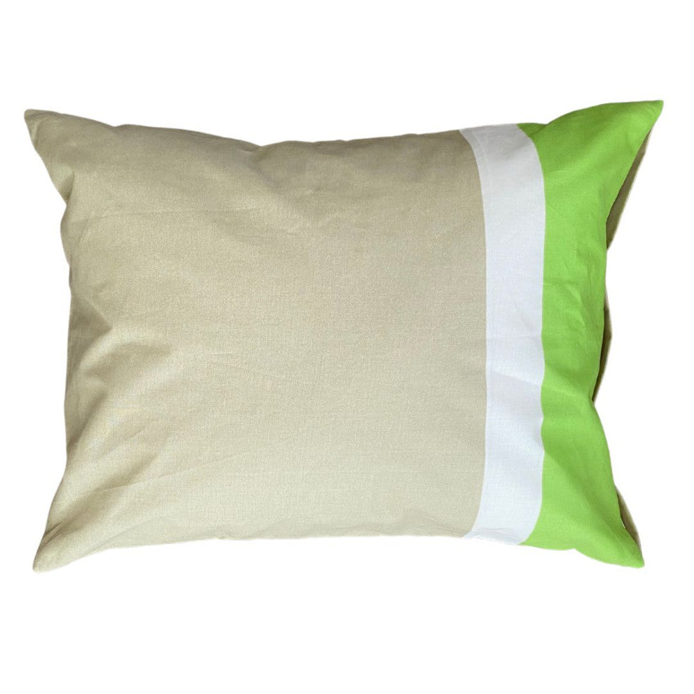 Cotton pillowcase - Green/beige pattern