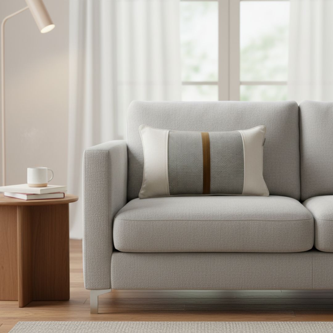 Len bársony krém párna betéttel - 30x50 cm