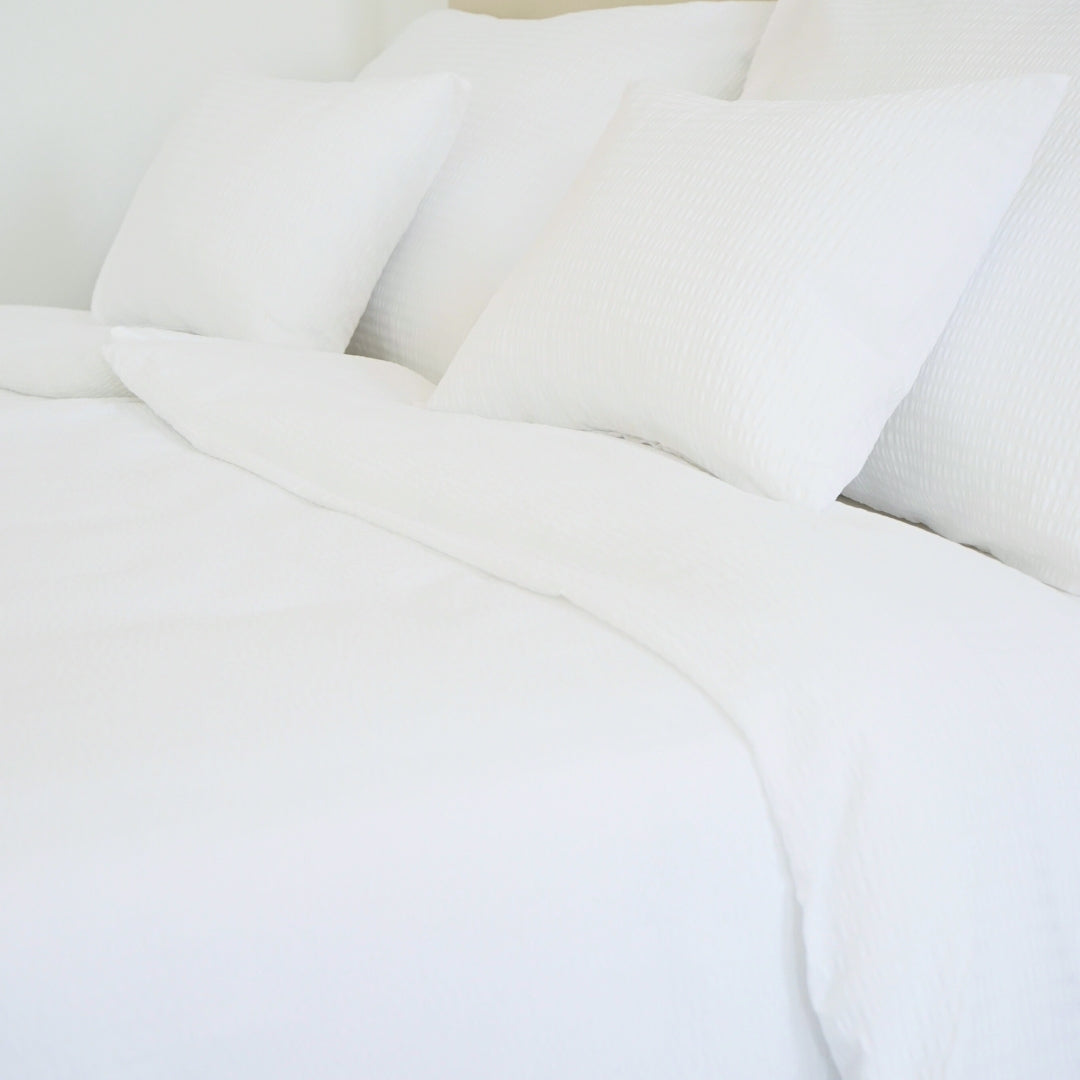 Krepp-Kissen- und Bettbezug – 100 % Baumwolle – Weiß – 130 g/m²