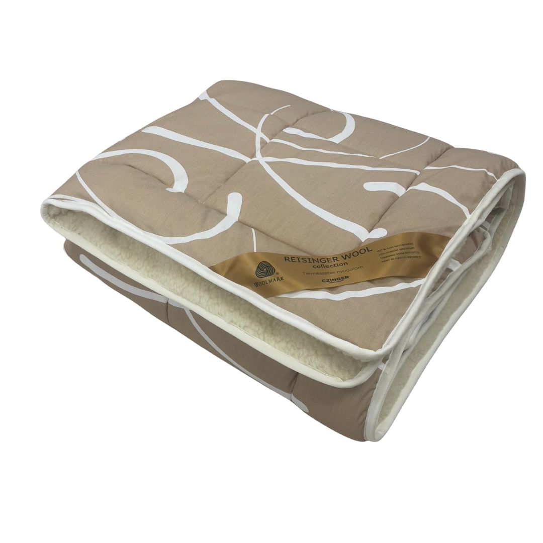 Merino Gyapjú-pamut téli paplan - Karamell fehér mintával