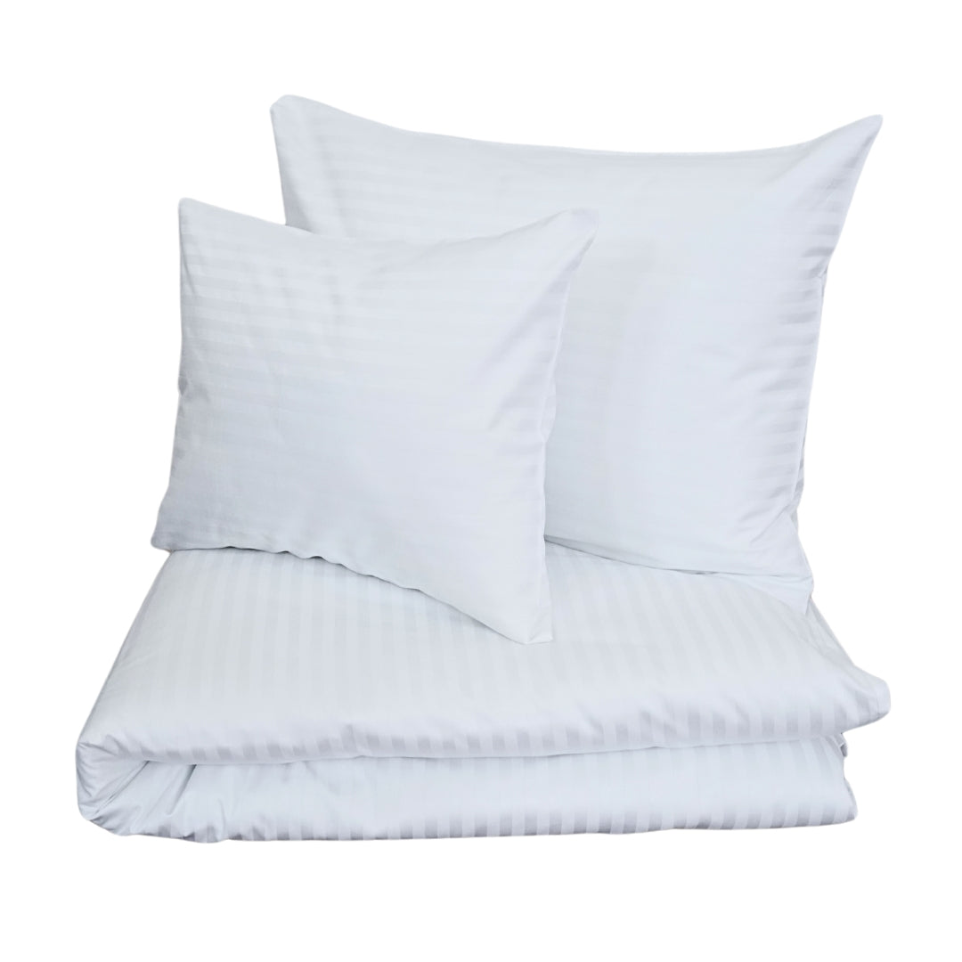 Hotel-Damast-Bettwäscheset mit 1 cm Streifen, 100 % Baumwolle, Spannbettlaken, 3-teilig, 140 g/m²