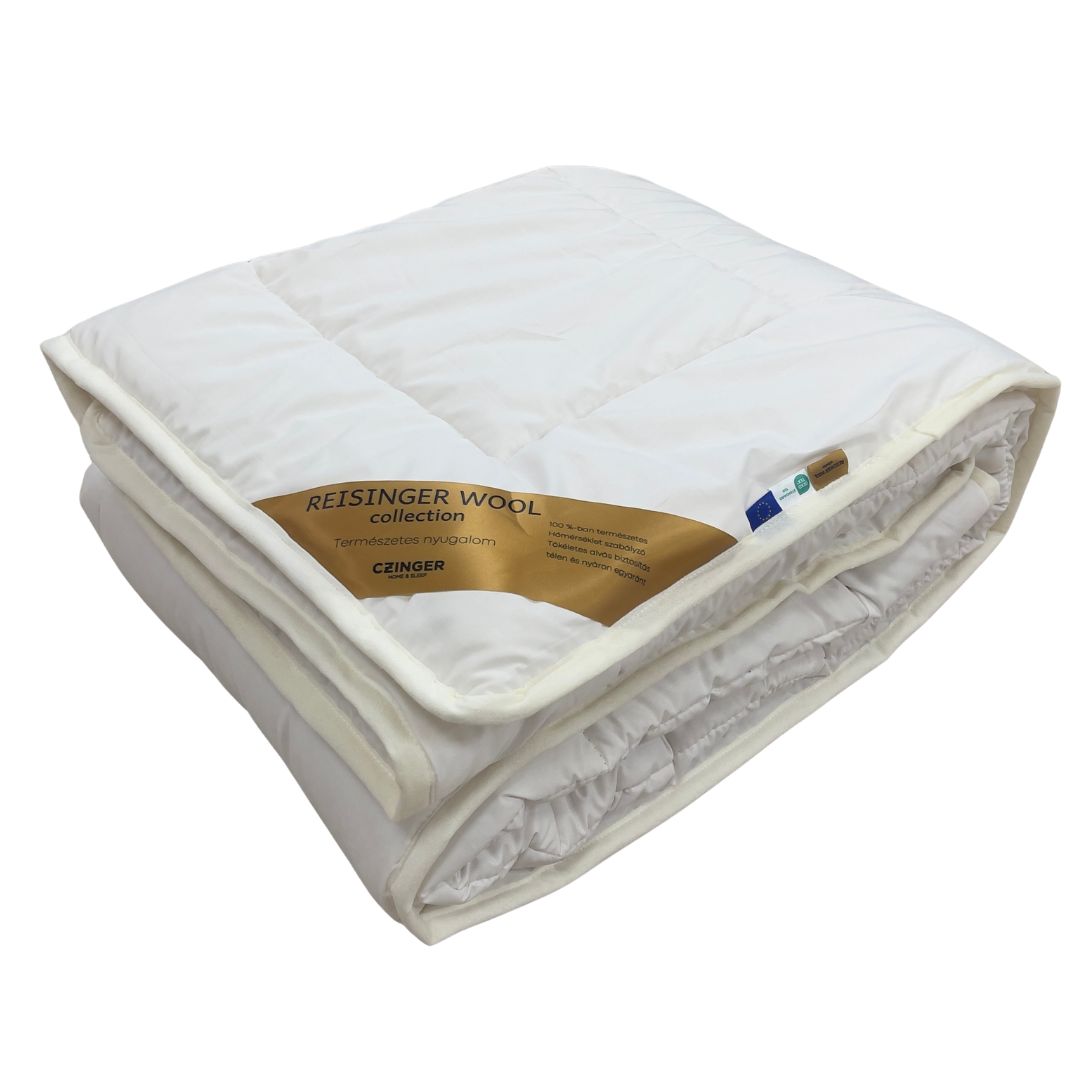 Fehér - Gyapjú 4 évszak paplan - szegőszalaggal díszített - 140x200 cm