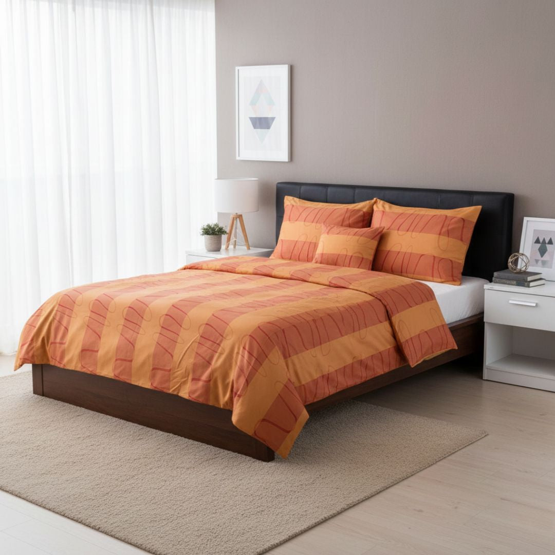 Pamutszatén ágyneműhuzat garnitúra - 3 db-os - Narancs