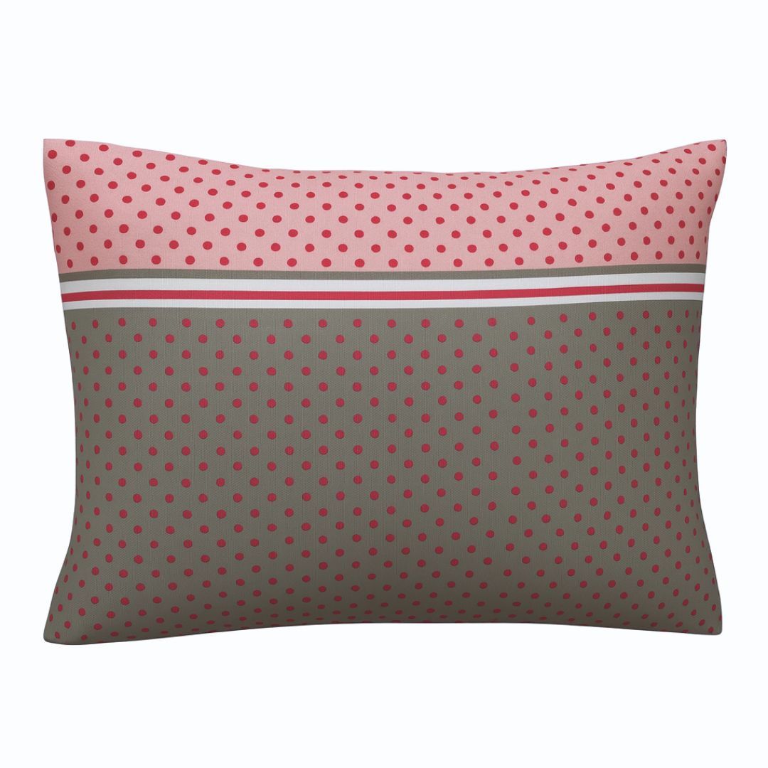 Pamut kispárnahuzat - Szürke/barack-pöttyös