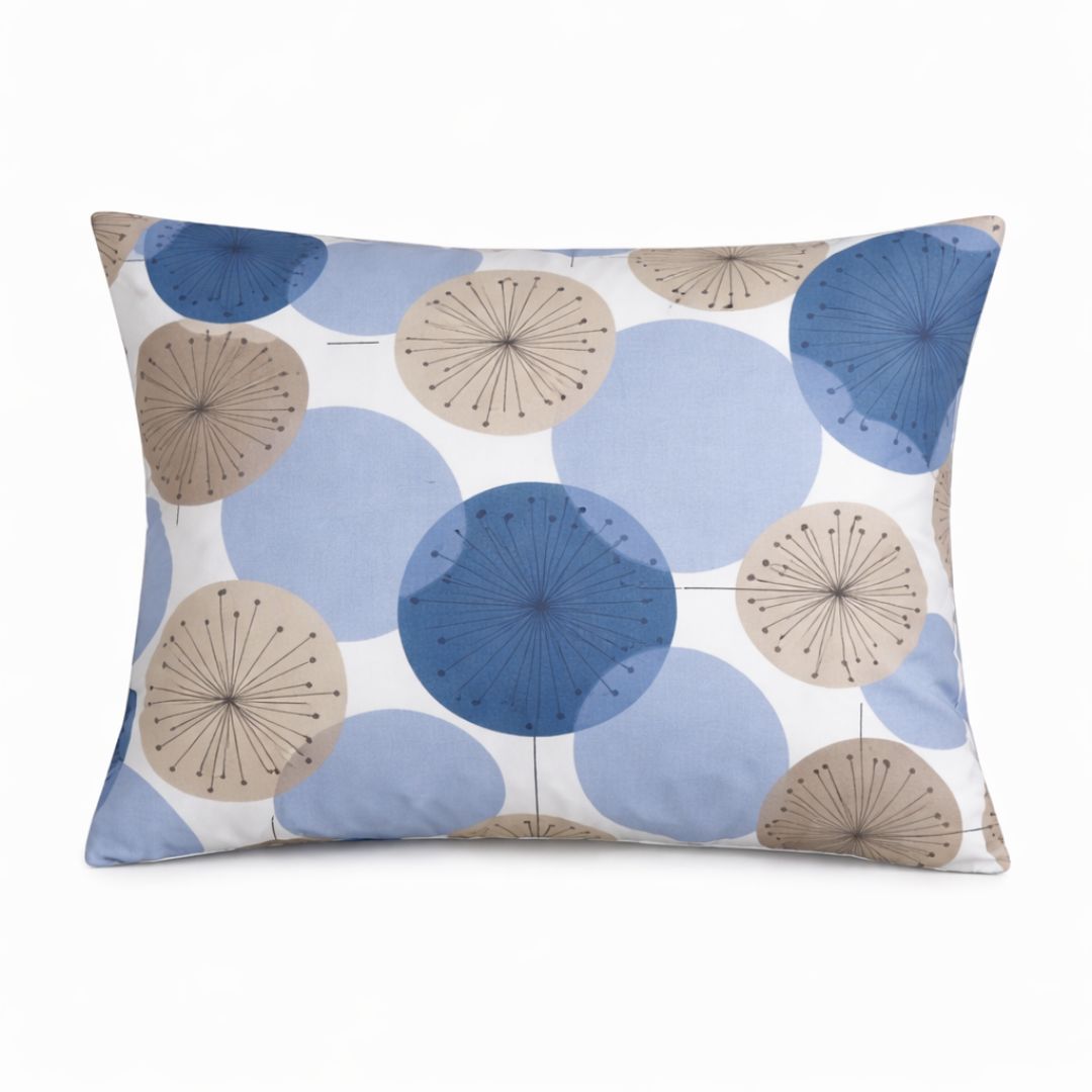 Cotton bed linen set - Blue triangle pattern