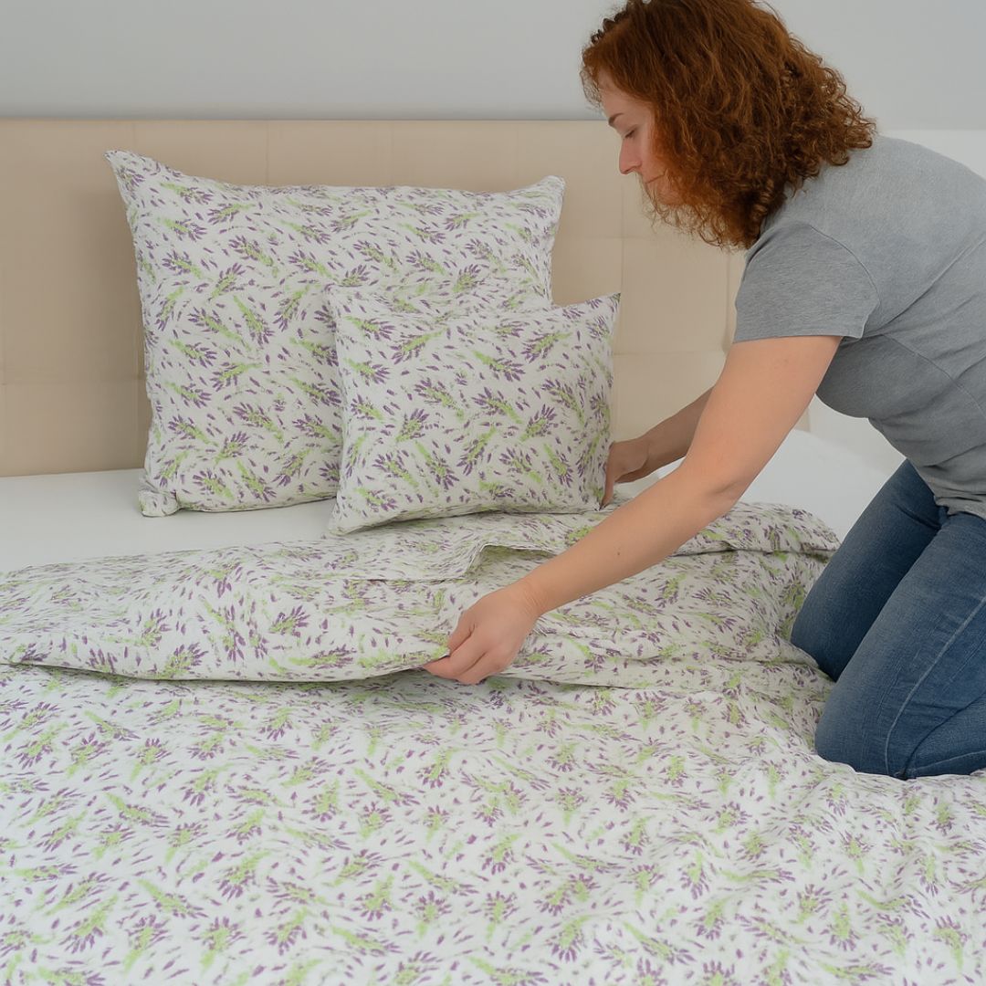 Pamut ágyneműhuzat garnitúra - 3 db-os - Levendula mintás