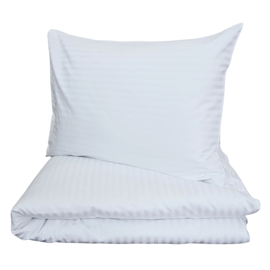 Hotel-Damast-Bettbezug, 1 cm gestreift, 100 % Baumwolle, umgeschlagen, 140 g/m²