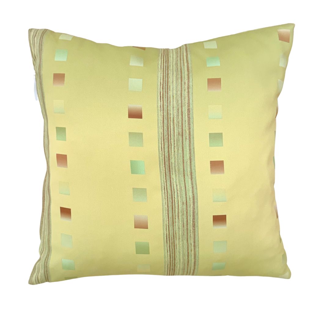 Díszpárna betéttel - cipzáros - zöld-sárga mintás