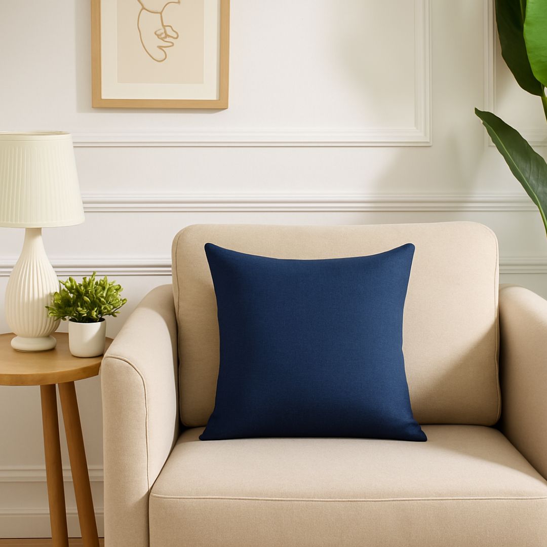 Dark blue decorative pillow - with insert - 45x45 cm