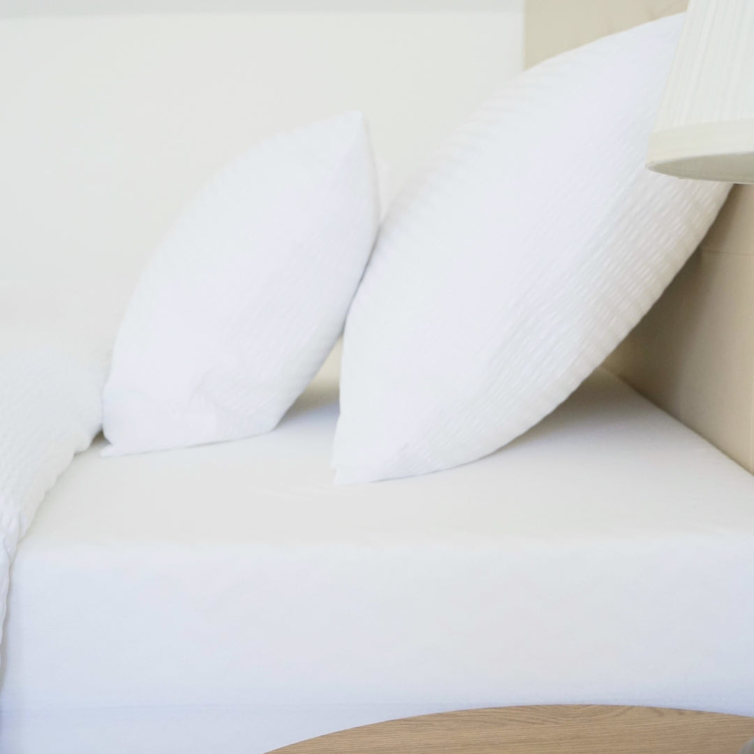 Krepp-Kissen- und Bettbezug – 100 % Baumwolle – Weiß – 130 g/m²