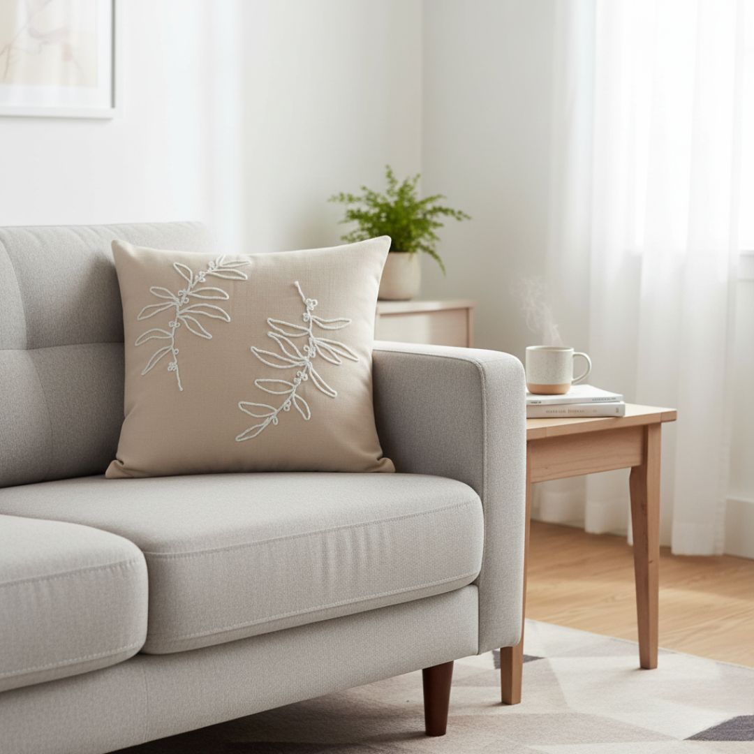 Kézzel hímzett pamut párna betéttel - 40x40 cm