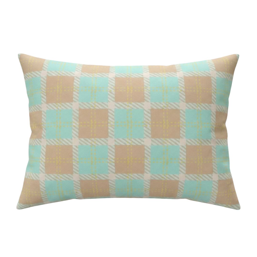 Cotton bed linen set - Light blue checkered