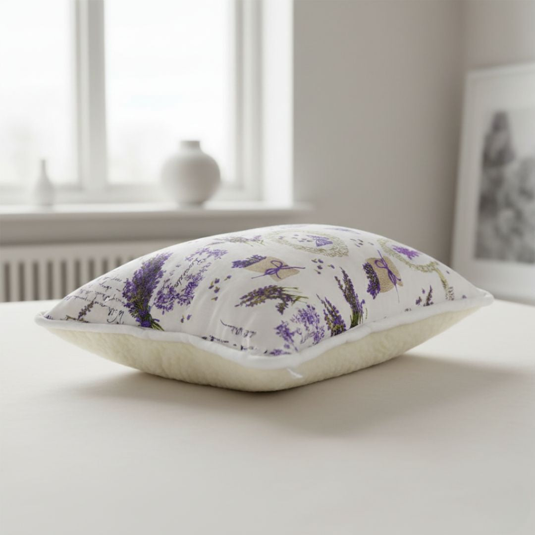 Single-sided wool lavender patterned small pillow - 600 gr/m2 - 40x50 cm