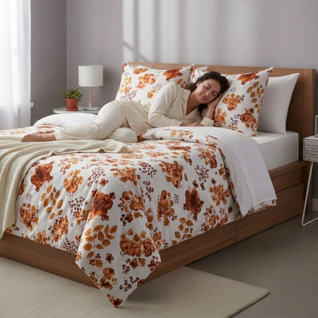 Flanell-Bettwäscheset - 3-teilig - Beige/Weiß