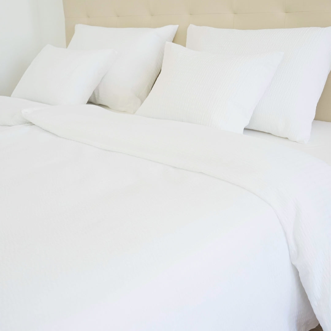 Krepp-Kissen- und Bettbezug – 100 % Baumwolle – Weiß – 130 g/m²