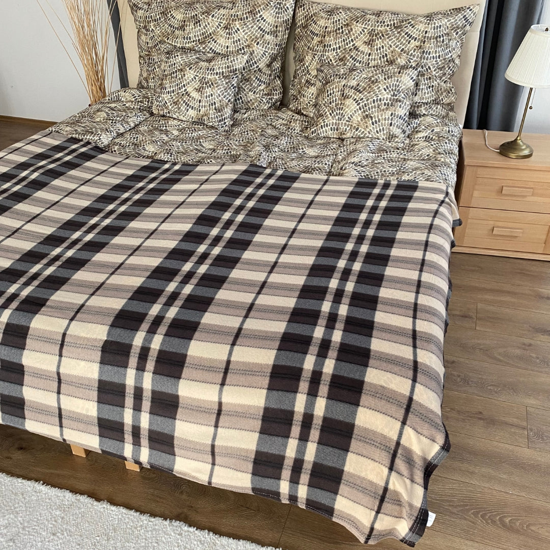 Braun/grau karierte Decke - 150x200 cm