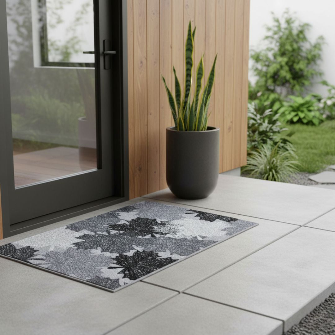 Doormat - Leaf pattern - Grey