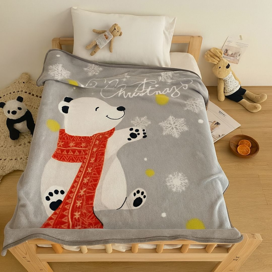 Sárga plüss smiley párna szürke jegesmacis pléddel - szett