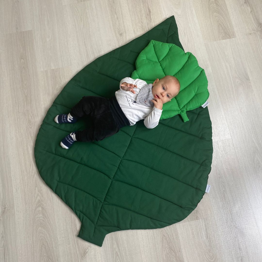 Tree Leaf Kinderspielmatte und Decke - Giftgrün