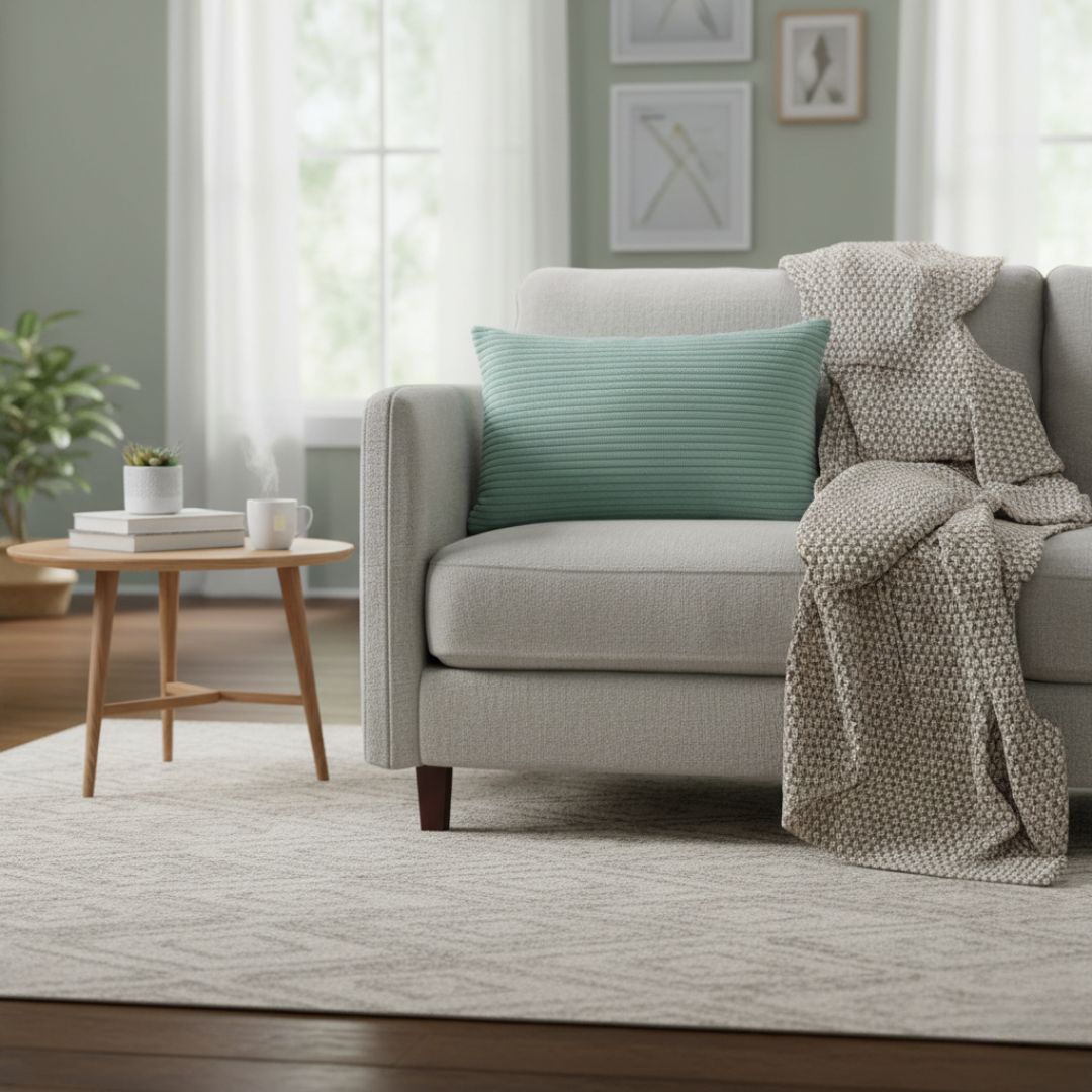 Kordbársony mentazöld díszpárna - 30x50 cm