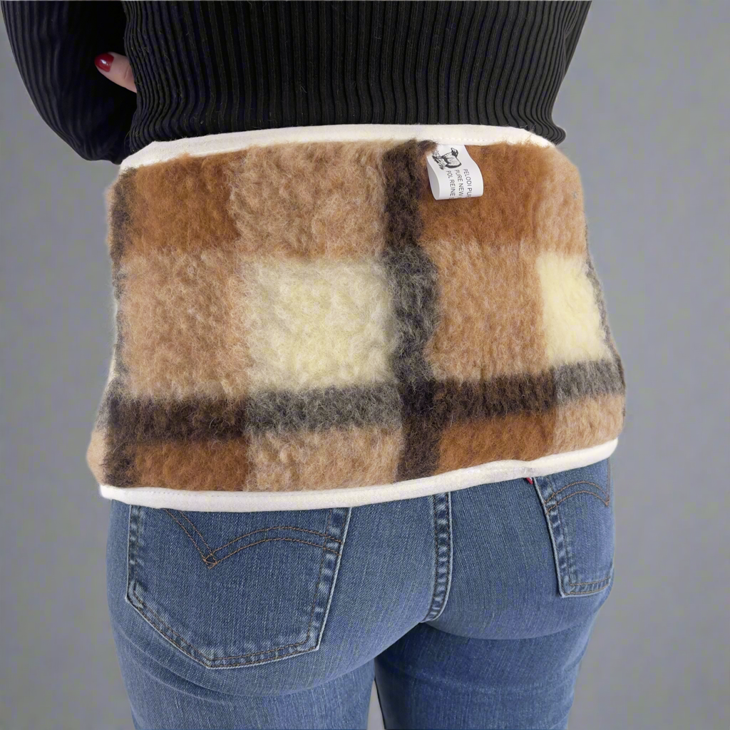 Nierenwärmer aus Wolle - 25x75 cm - groß - braun kariert