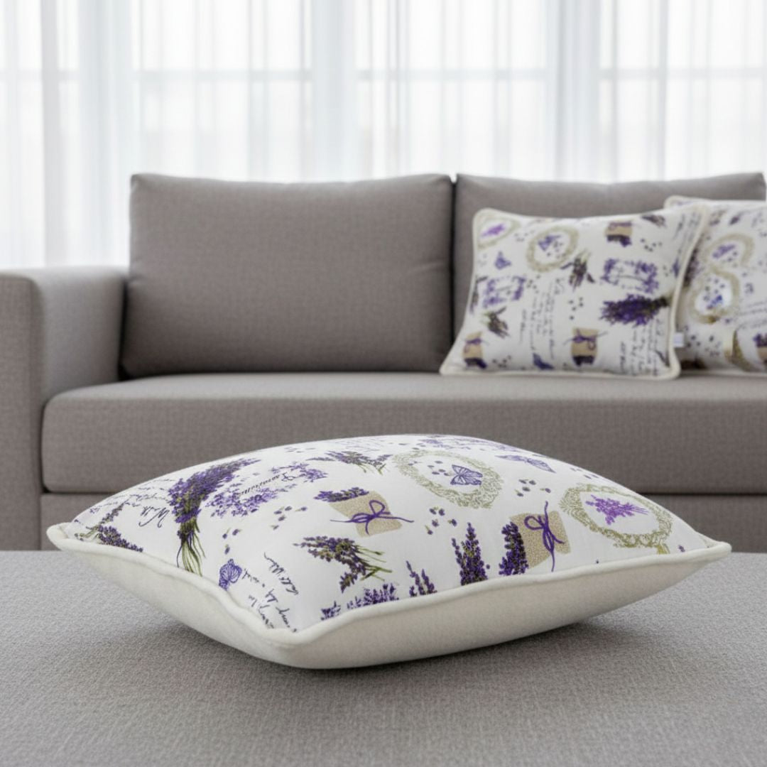 Einseitiges kleines Wollkissen mit Lavendelmuster – 600 g/m² – 40 x 50 cm